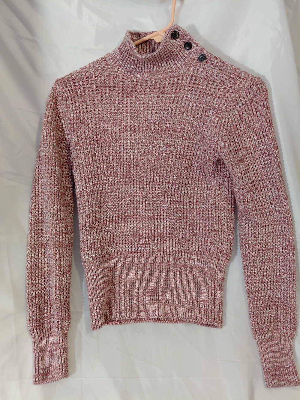 GAP Pink Marl Button-Shoulder Turtleneck Sweater